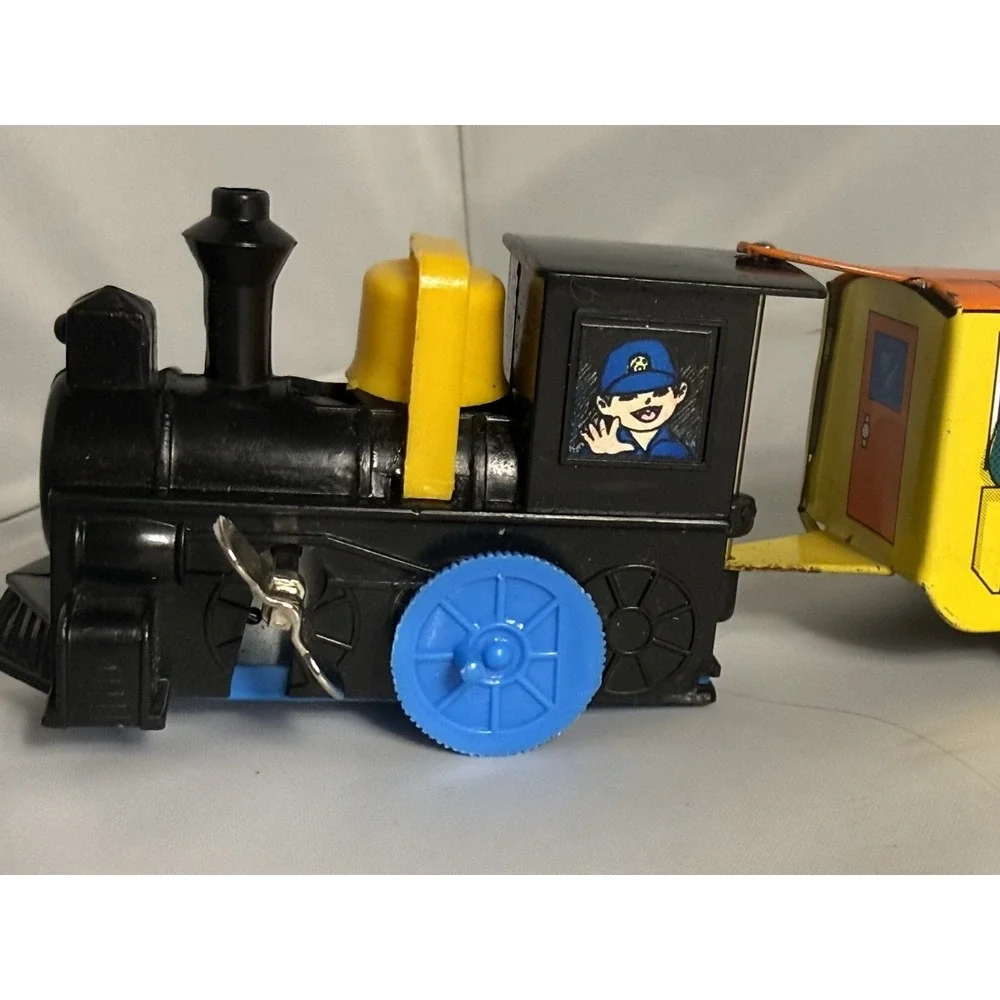Vintage Wind Up Comic Zig Zag Western Express Tin Toy Train Working Collectible